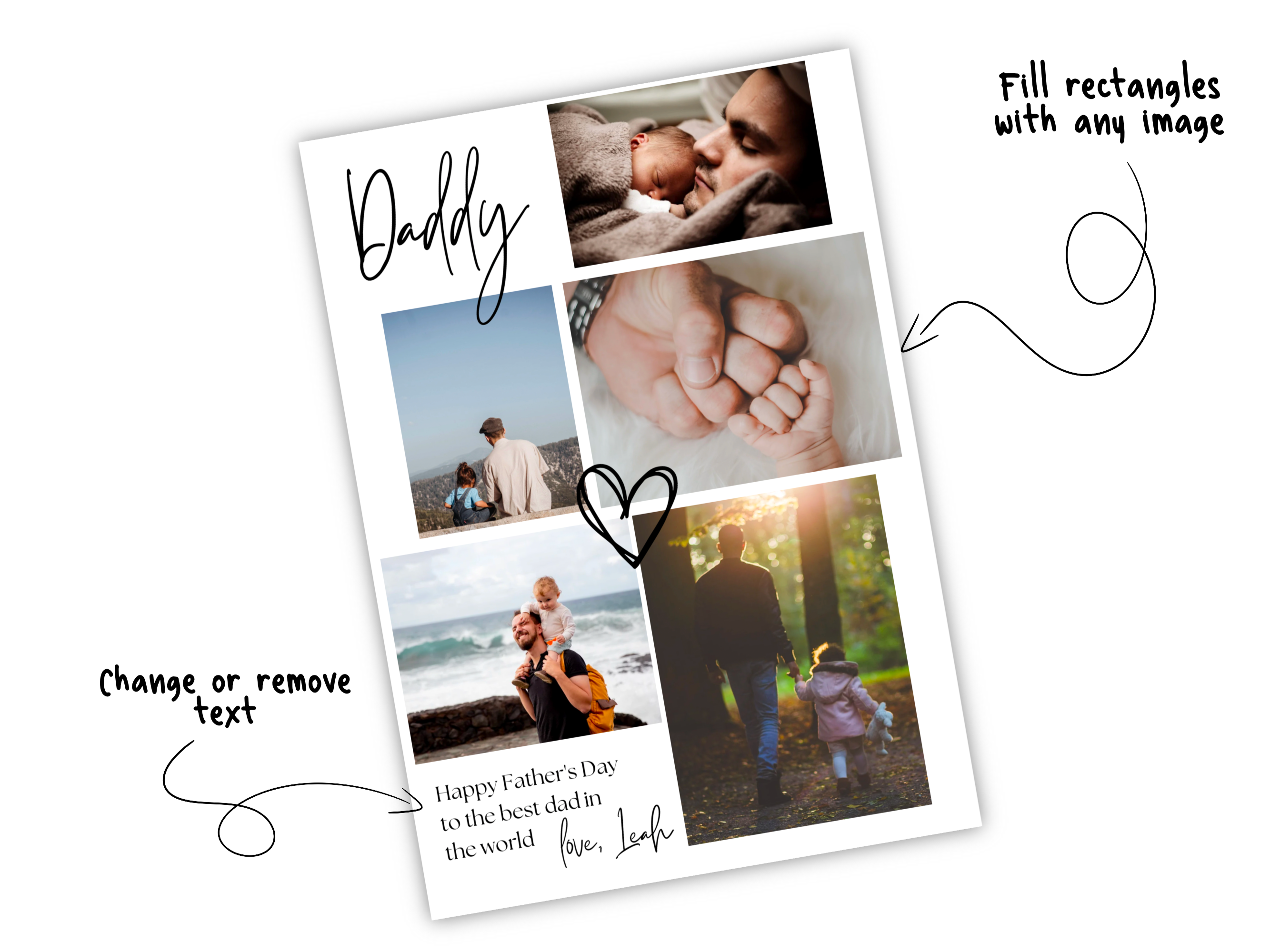 Daddy Photo Collage print | Editable Canva Template