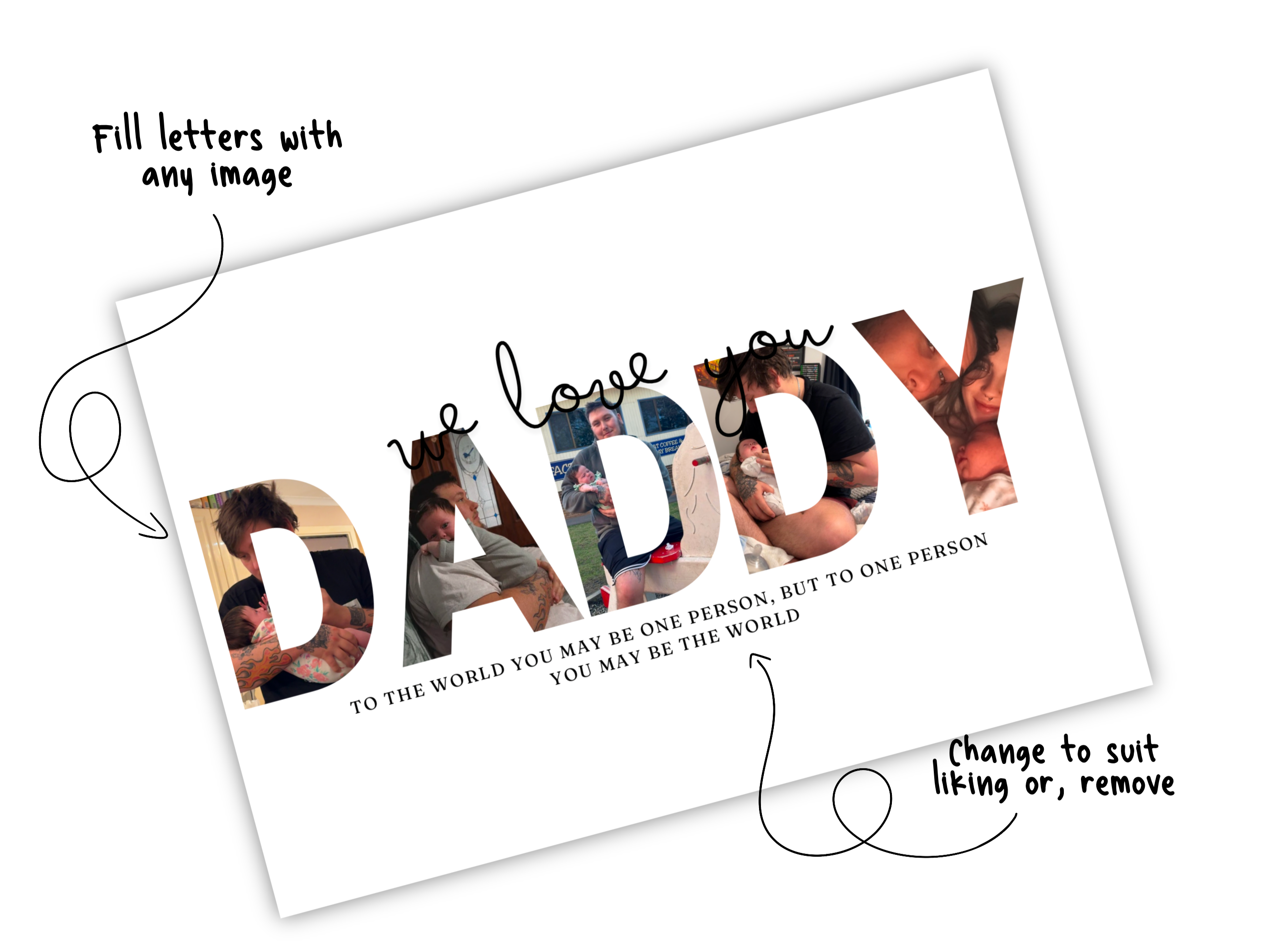 Daddy Name Photo print | Editable Canva Template