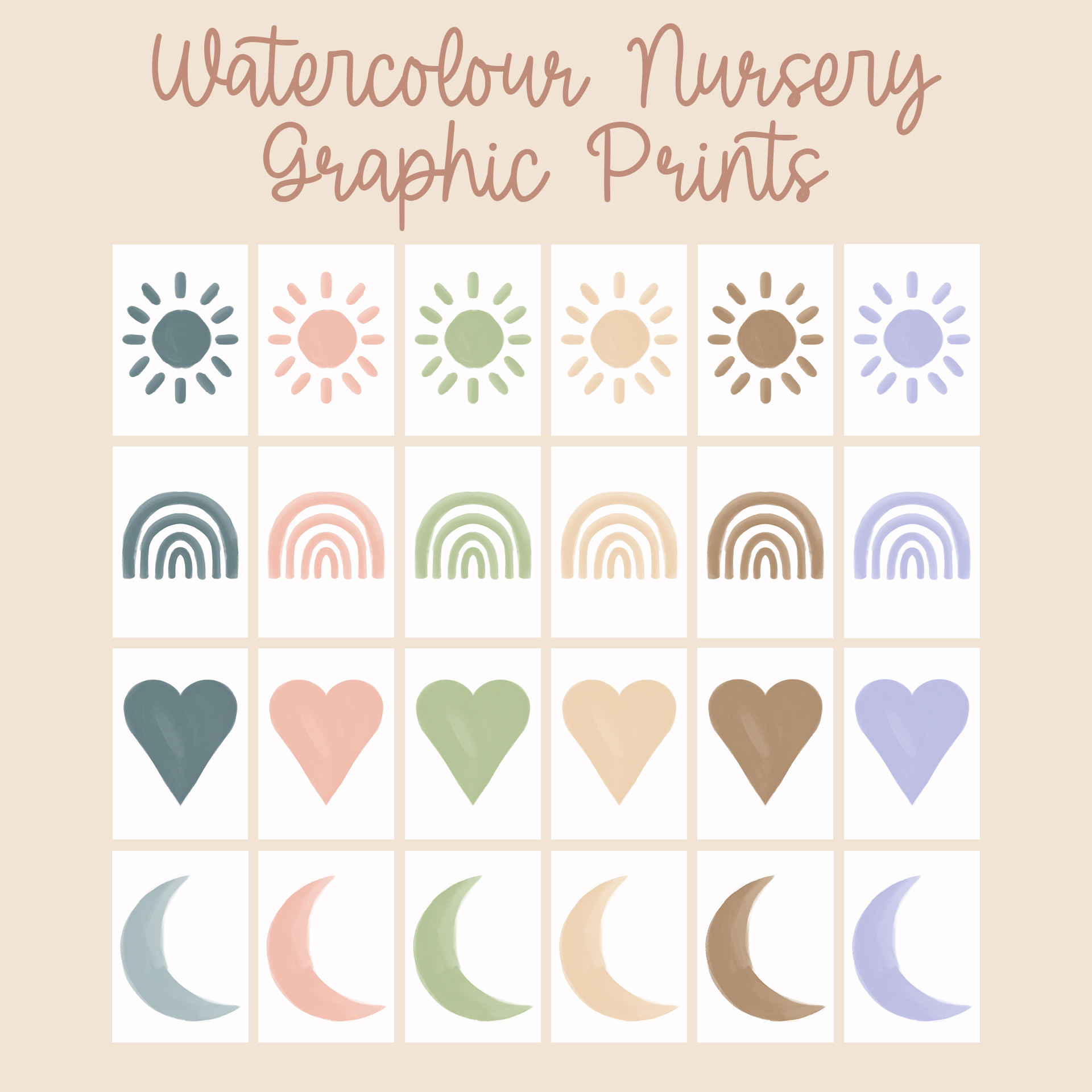 Watercolour Graphic Baby Nursery Print