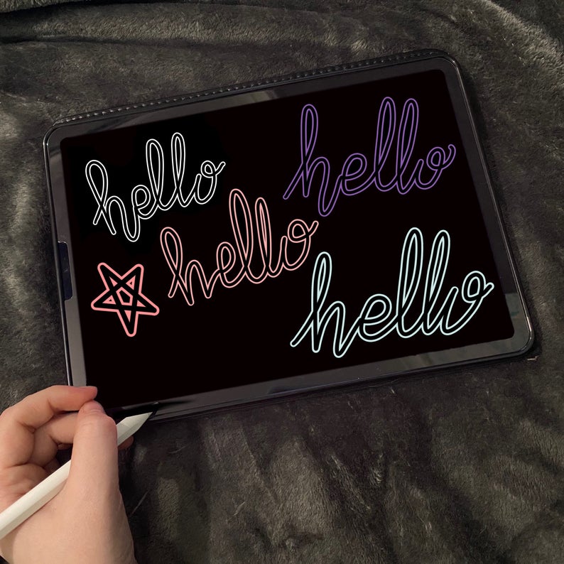 Monoline Outline Procreate Brush - Lettering brush for Procreate iPad - Vickie Design Co