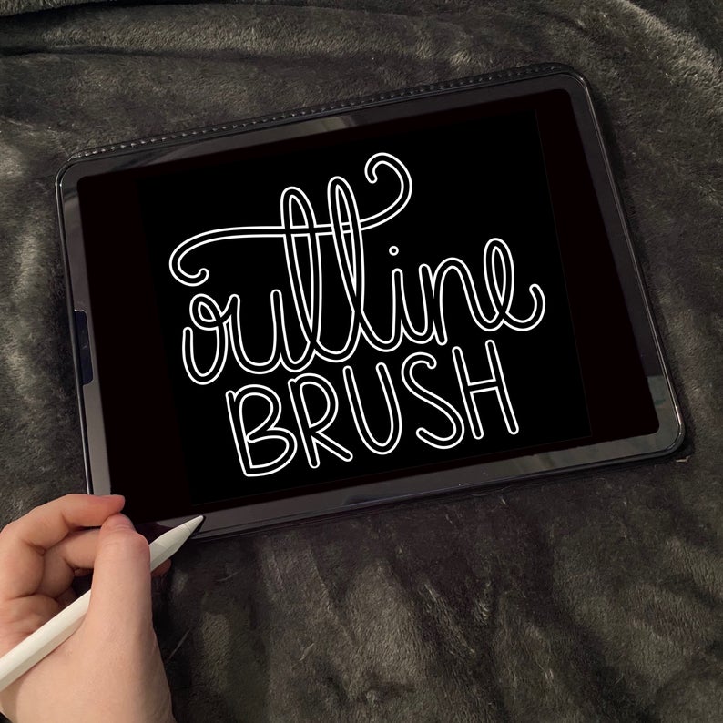 Monoline Outline Procreate Brush - Lettering brush for Procreate iPad - Vickie Design Co