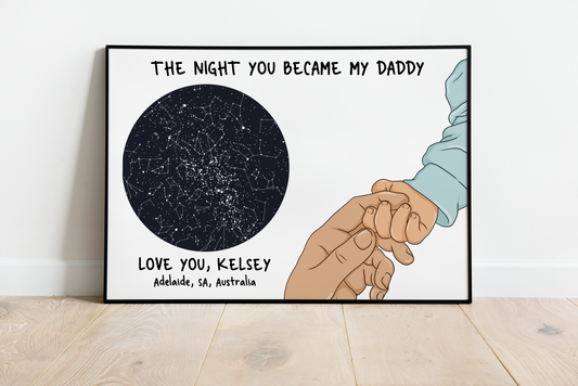 'The night you became Daddy' - Personalised Star Map Print