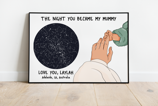 'The night you became Mummy' - Personalised Star Map Print